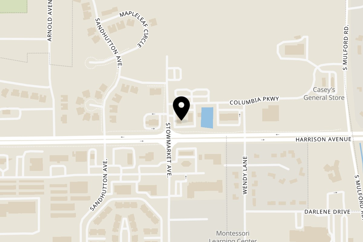 Map showing the location of Halal Buck Buck Chicken on 2542 Stowmarket Ave in Rockford